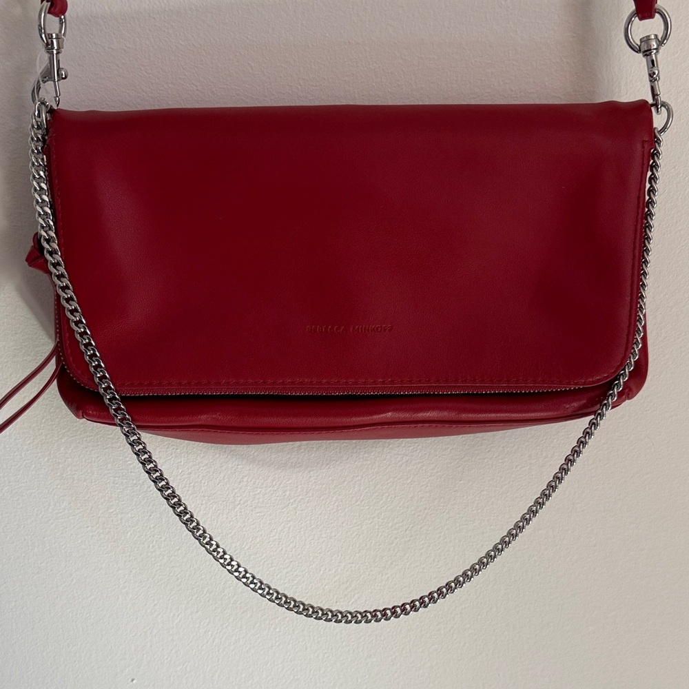 Rebecca Minkoff Red Leather Crossbody Bag with Chain